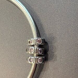 Pandora charms, set of 3 with pink gemstones